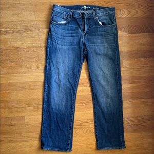 7 For All Mankind Men's Dark Blue Straight Jeans